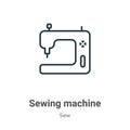 Sewing machine outline vector icon. Thin line black sewing machine icon, flat vector simple element illustration from editable sew Royalty Free Stock Photo