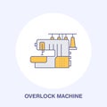 Sewing machine overlock flat line icon, logo. Vector colored illustration of tailor supplies for hand made shop or