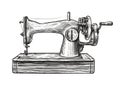 Sewing machine retro sketch. Tailoring vintage vector illustration Royalty Free Stock Photo