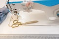 Sewing machine and scissors Royalty Free Stock Photo