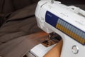 sewing machine work seamstress hand fabric