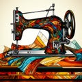 Colorful Abstract Sewing Machine Art With Stained Glass Effect