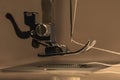 Sewing machine with thread and needle, selective focus Royalty Free Stock Photo