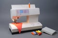 Sewing Machine with Threads and fabric Royalty Free Stock Photo