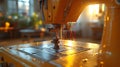 Sewing machine, threads, home studio, sunset, craft Royalty Free Stock Photo