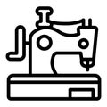 Sewing machine with threads spool line icon, sewing tools concept. Vector graphics. Machine for embroidering, equipment Royalty Free Stock Photo