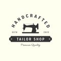 sewing machine vector style logo design icon template illustration, tailor shop silhouette logo design