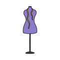 Sewing mannequin doodle icon, vector illustration