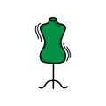 Sewing mannequin doodle icon, vector illustration