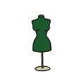 Sewing mannequin doodle icon, vector illustration