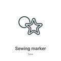 Sewing marker outline vector icon. Thin line black sewing marker icon, flat vector simple element illustration from editable sew Royalty Free Stock Photo