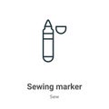 Sewing marker outline vector icon. Thin line black sewing marker icon, flat vector simple element illustration from editable sew Royalty Free Stock Photo