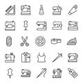 Sewing Material Isolated Vector Icons Very Useful For Sewing, Stitching and Tailoring Royalty Free Stock Photo