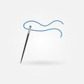 Sewing Needle with blue Thread vector Handicraft concept icon Royalty Free Stock Photo