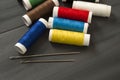 Sewing needle and colored spool yarns, multicolored spool yarns, sewing and sewing needles, scissors and scissors, tailoring mater