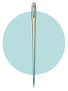 Sewing Needle Illustration: Golden Needle with Eyelet, Stitching and Tailoring Craft Tool Concept Royalty Free Stock Photo