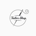 Sewing needle logo. Tailor shop with thread Royalty Free Stock Photo