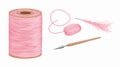 Sewing Needle and Pink Thread Spool  Vector Royalty Free Stock Photo