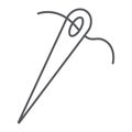 Sewing needle thin line icon, tailor and sew, needlework sign, vector graphics, a linear pattern on a white background. Royalty Free Stock Photo