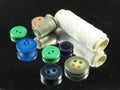 Sewing Needle thread scissors thimble tailor buttons Royalty Free Stock Photo