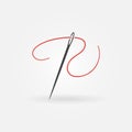 Sewing Needle vector Needlework and Tailoring concept icon or sign Royalty Free Stock Photo