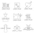 Sewing and needlework icons Royalty Free Stock Photo