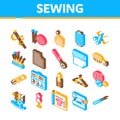 Sewing And Needlework Isometric Icons Set Vector Royalty Free Stock Photo