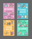 Sewing Flyer Banner Posters Card Set. Vector Royalty Free Stock Photo