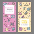 Sewing Flyer Banner Posters Card Set. Vector Royalty Free Stock Photo