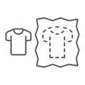 Sewing pattern thin line icon, dressmaking and sew, clothing pattern sign, vector graphics, a linear pattern on a white