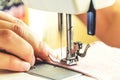 Sewing process on the sewing machine Royalty Free Stock Photo
