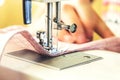 Sewing process on the sewing machine Royalty Free Stock Photo
