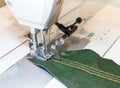 Sewing process in the phase of overstitching