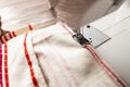 sewing process in the phase of overstitching