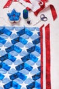 Sewing of quilt with stylized elements of American flag Royalty Free Stock Photo