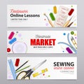 Sewing Realistic Banners Royalty Free Stock Photo