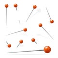 Sewing Red Needles or Pin Set. Vector Royalty Free Stock Photo