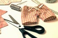 Sewing, repairing things yourself. Yourself fashion. Royalty Free Stock Photo
