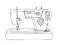 Sewing Retro Machine cute vintage hand drawn vector line art illustration