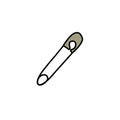 Sewing safety pin doodle icon, vector illustration