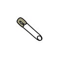 Sewing safety pin doodle icon, vector illustration