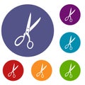 Sewing scissors icons set Royalty Free Stock Photo