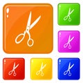 Sewing scissors icons set vector color Royalty Free Stock Photo