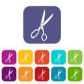 Sewing scissors icons set Royalty Free Stock Photo