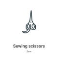 Sewing scissors outline vector icon. Thin line black sewing scissors icon, flat vector simple element illustration from editable Royalty Free Stock Photo