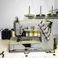Sewing serger. The workplace of a seamstress. Royalty Free Stock Photo