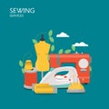 Sewing services vector flat style design illustration