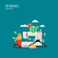 Sewing services vector flat style design illustration