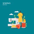Sewing services vector flat style design illustration