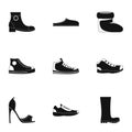 Sewing shoes icons set, simple style